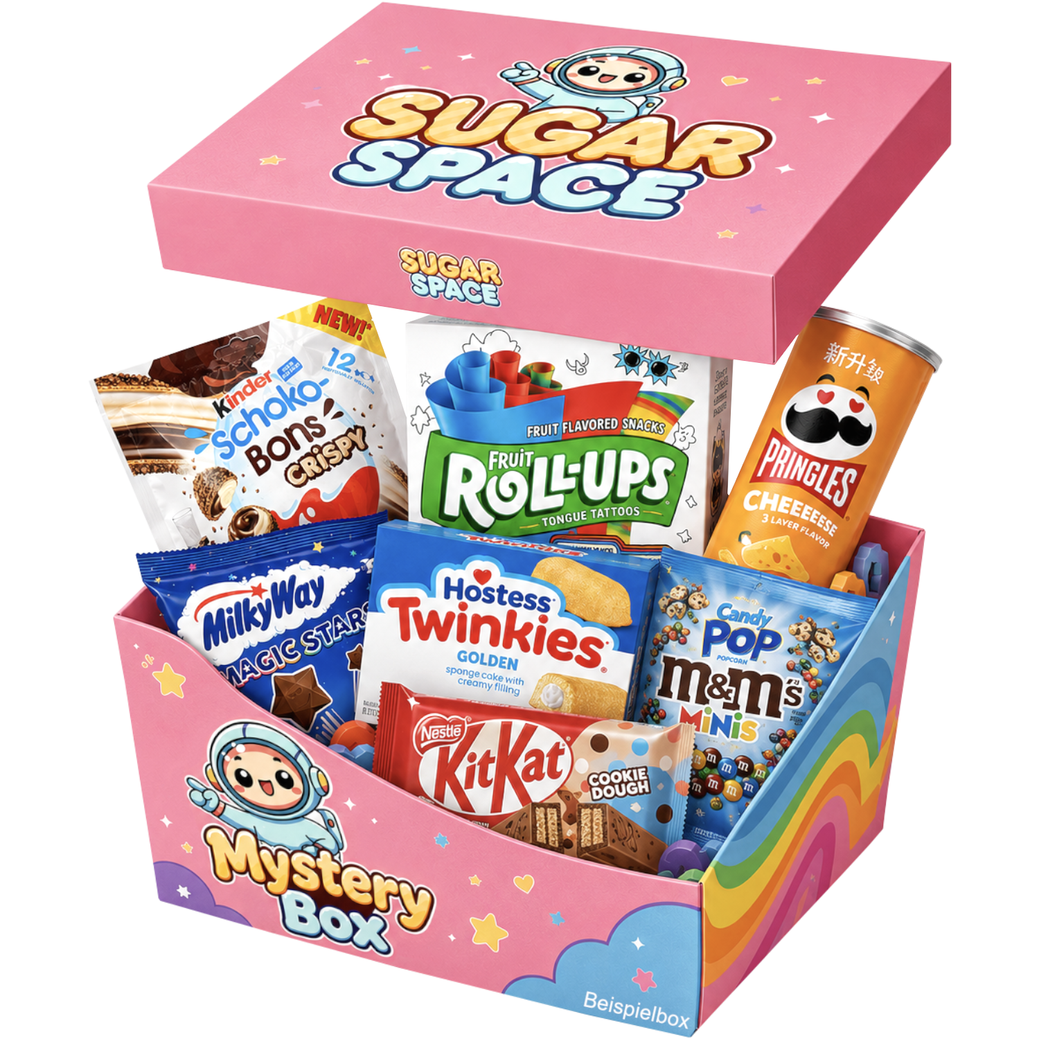 Süßigkeiten Mystery Box S von SugarSpace mit internationalen Snacks, Süßigkeiten aus aller Welt, USA, Amerika und Japan