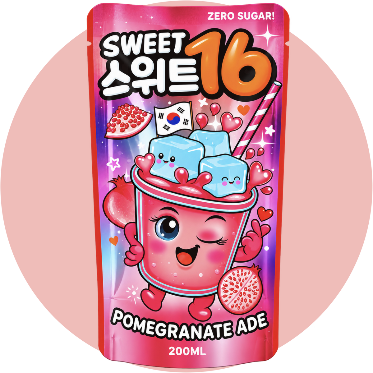 Sweet 16 Pomegranate Ade Zero Sugar Getränk mit Granatapfelgeschmack