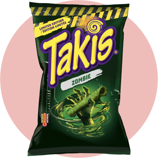 Takis Zombie – Grüne, scharfe Tortilla-Chips mit Limette Gurke Geschmack für Halloween