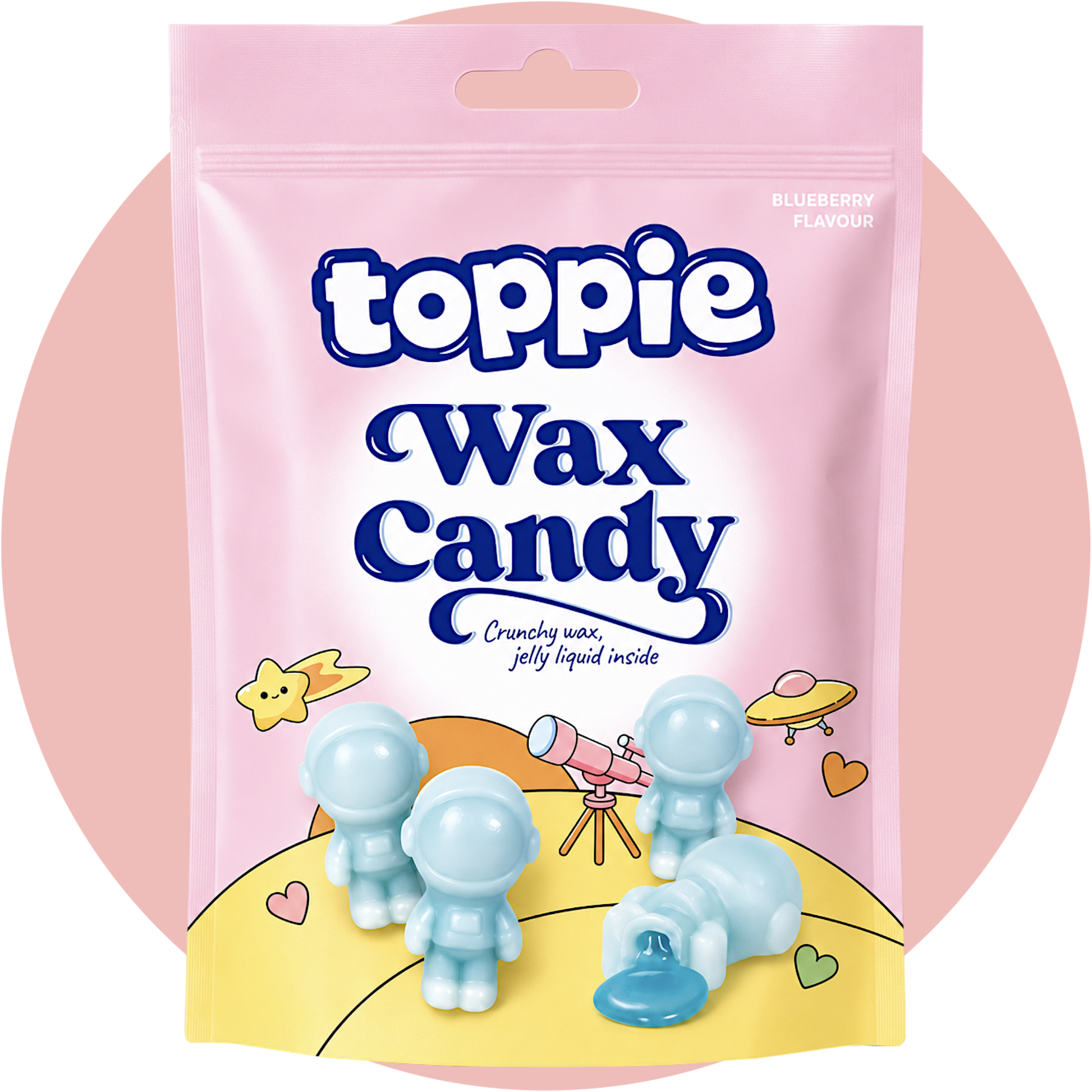 Toppie Wax Candy Blueberry Wachs Astronauten mit flüssiger Blaubeerfüllung
