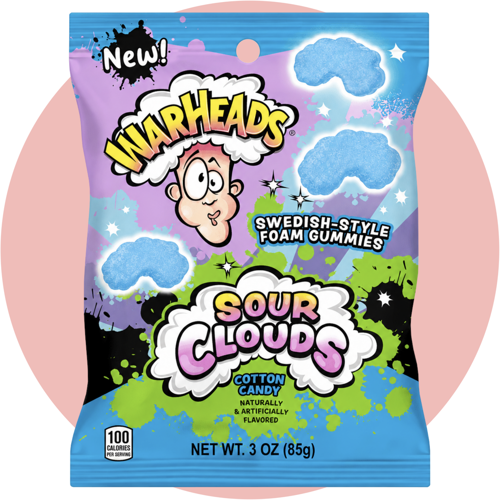 Warheads Sour Clouds Cotton Candy saure Schaumgummis mit Zuckerwatte Geschmack